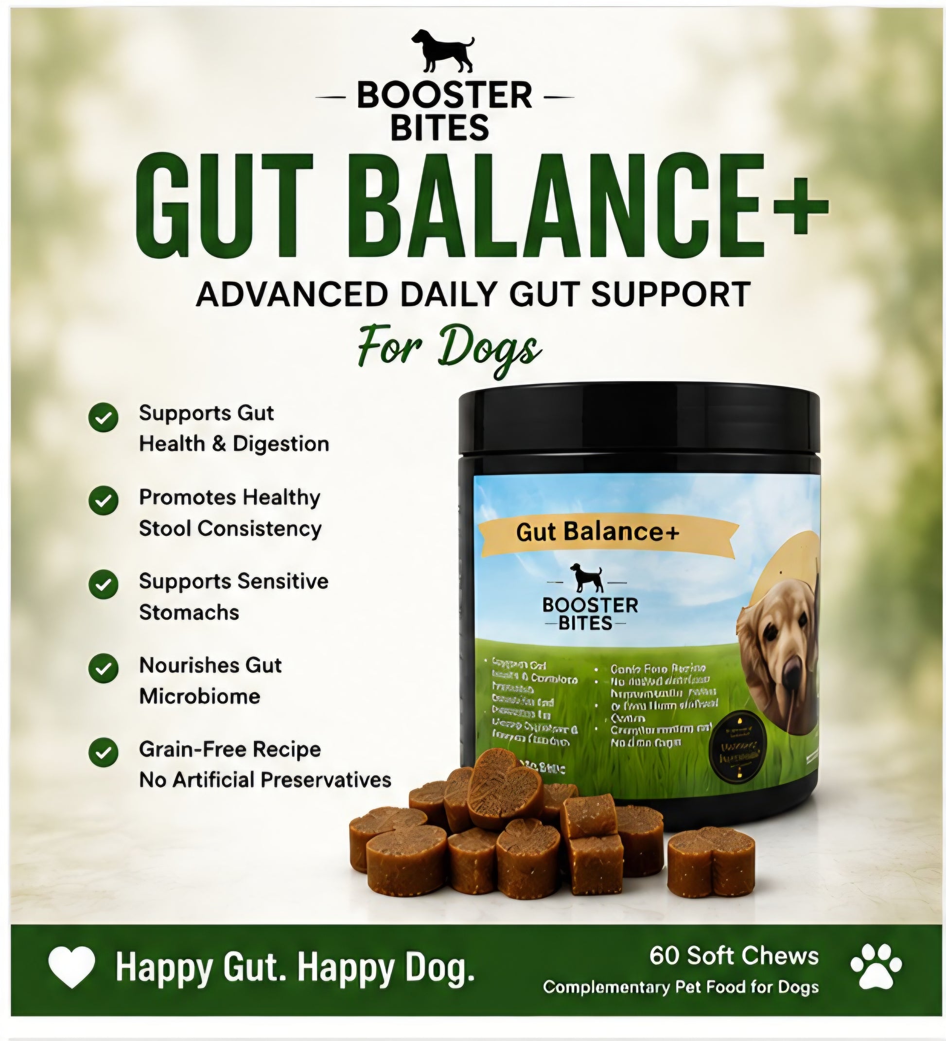 Daily probiotic dog supplement to support digestion, immune system and healthy gut bacteria